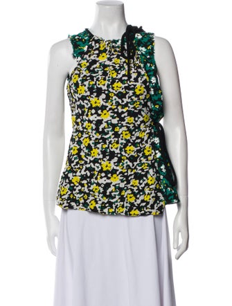 Proenza Schouler Floral Print Crew Neck Blouse