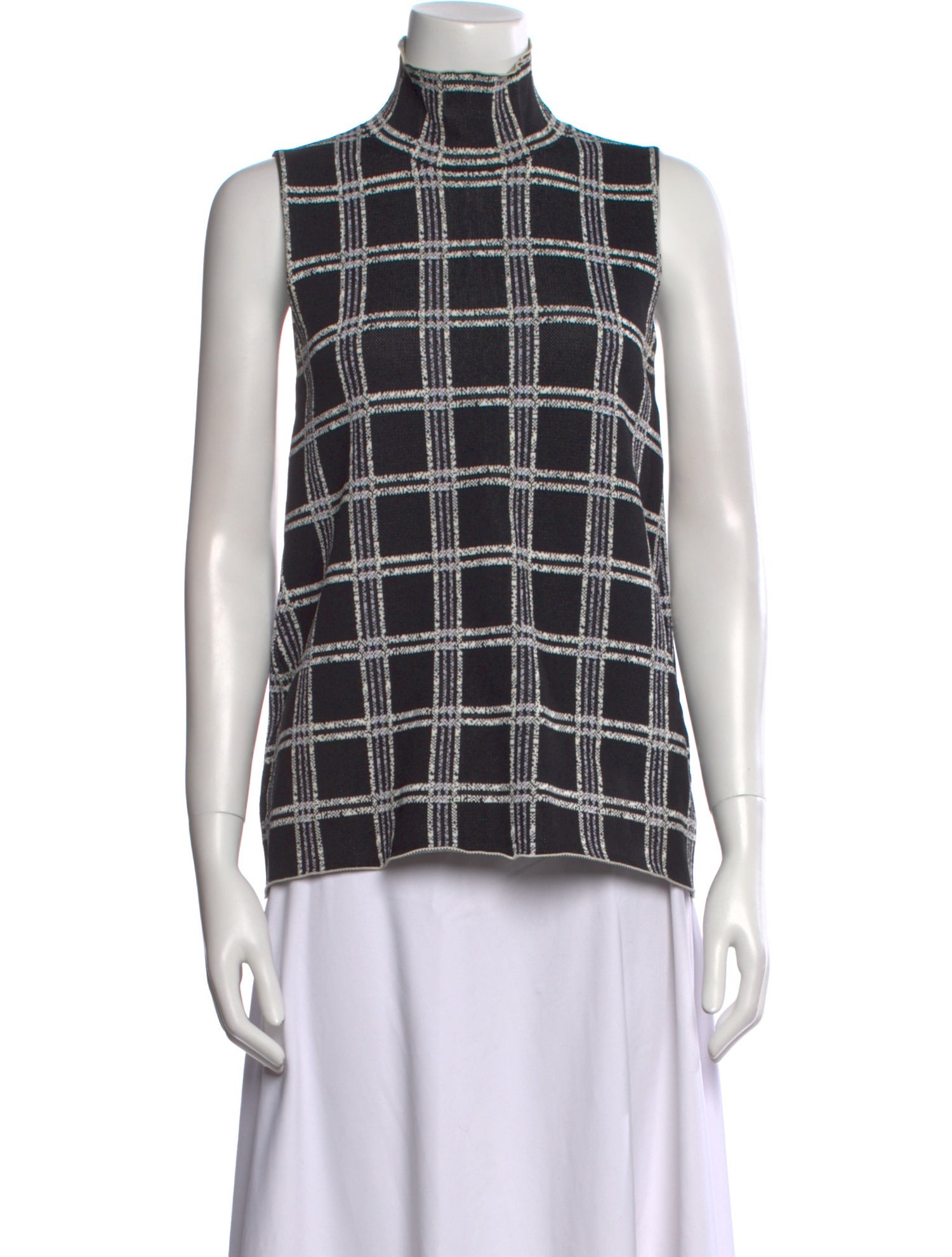 Proenza Schouler Plaid Print Mock Neck Top