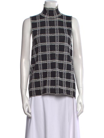 Proenza Schouler Plaid Print Mock Neck Top