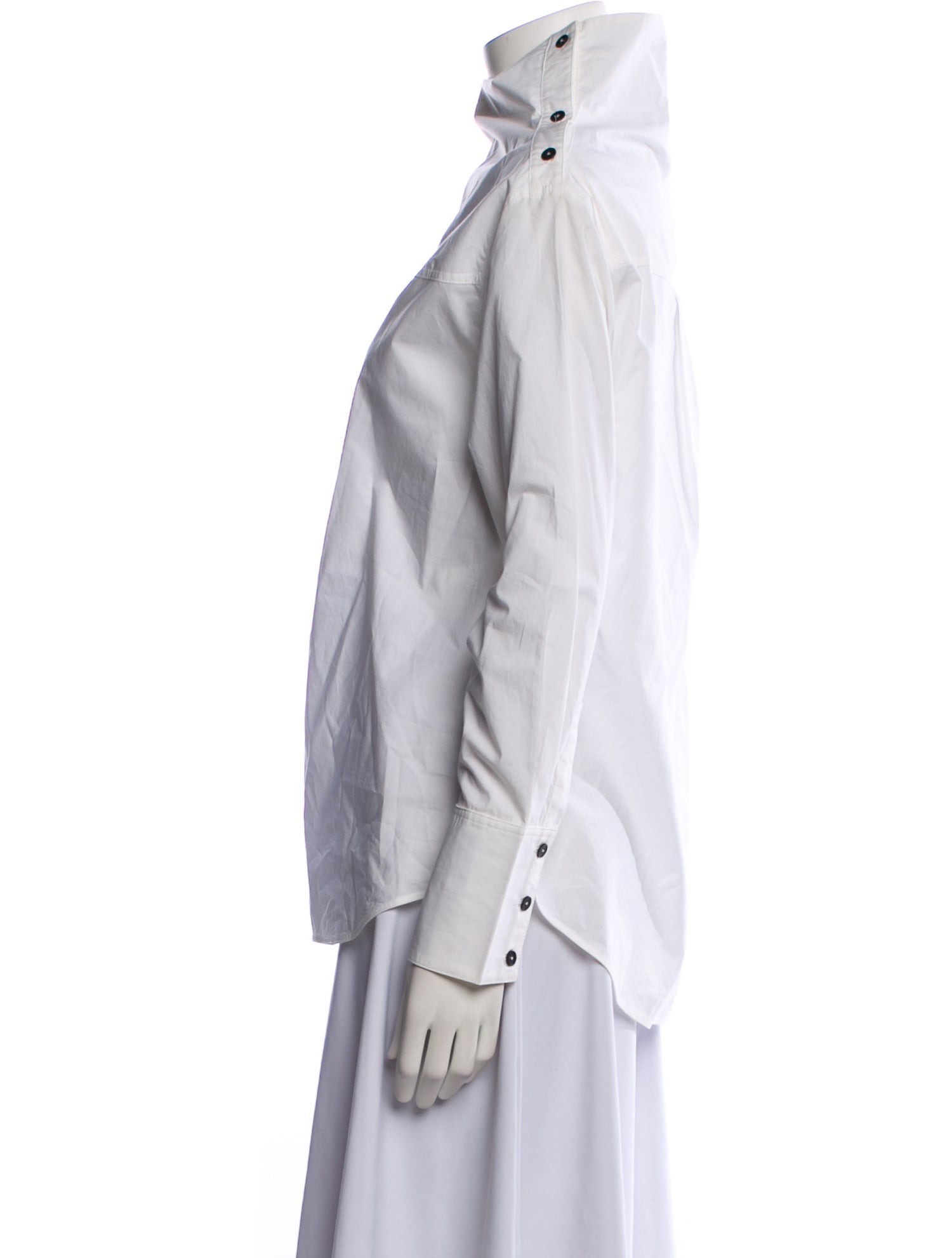 Proenza Schouler Mock Neck Long Sleeve Button-Up Top