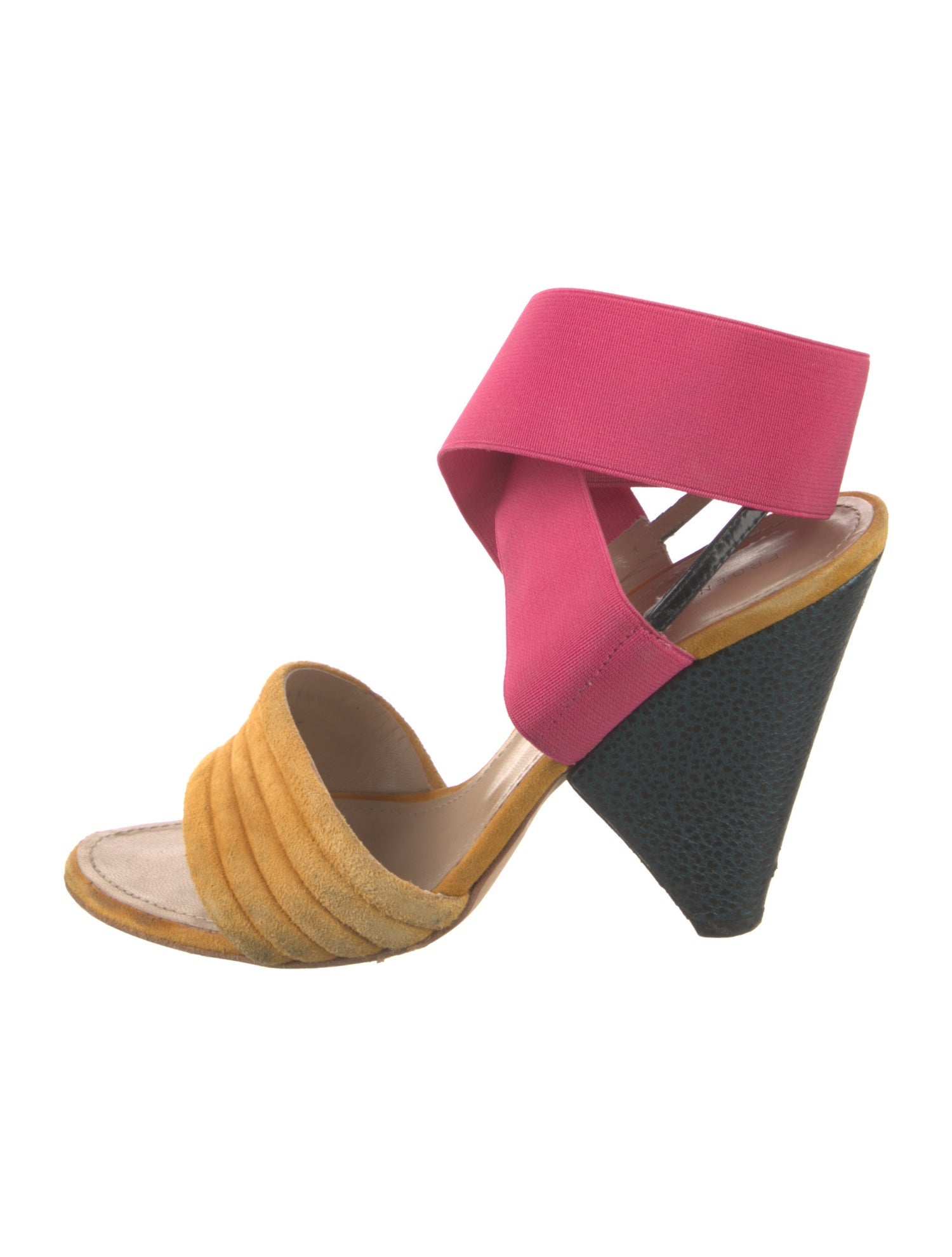 Proenza Schouler Suede Colorblock Pattern Sandals