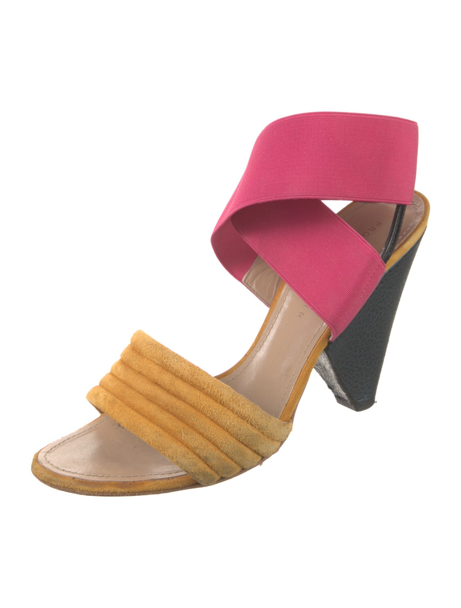 Proenza Schouler Suede Colorblock Pattern Sandals
