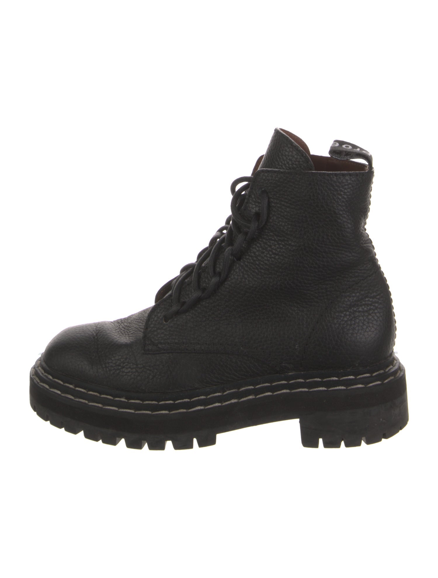Proenza Schouler Leather Whipstitch Trim Combat Boots