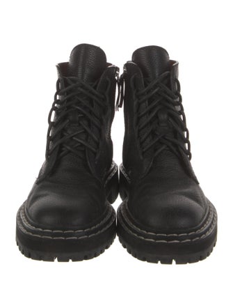 Proenza Schouler Leather Whipstitch Trim Combat Boots