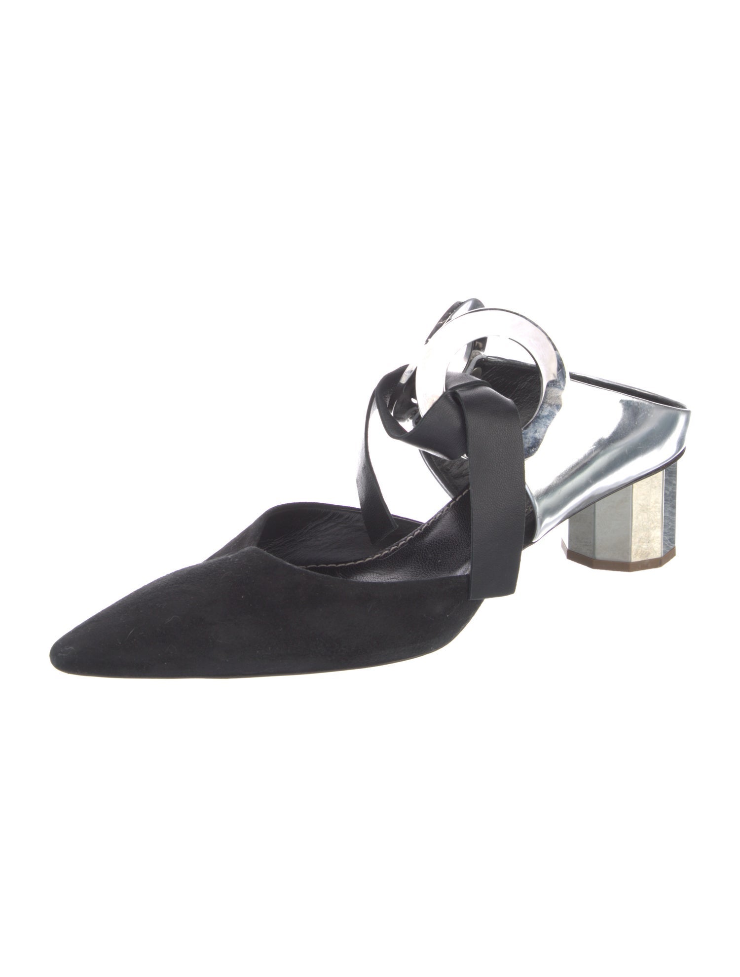 Proenza Schouler Suede Colorblock Pattern Mules