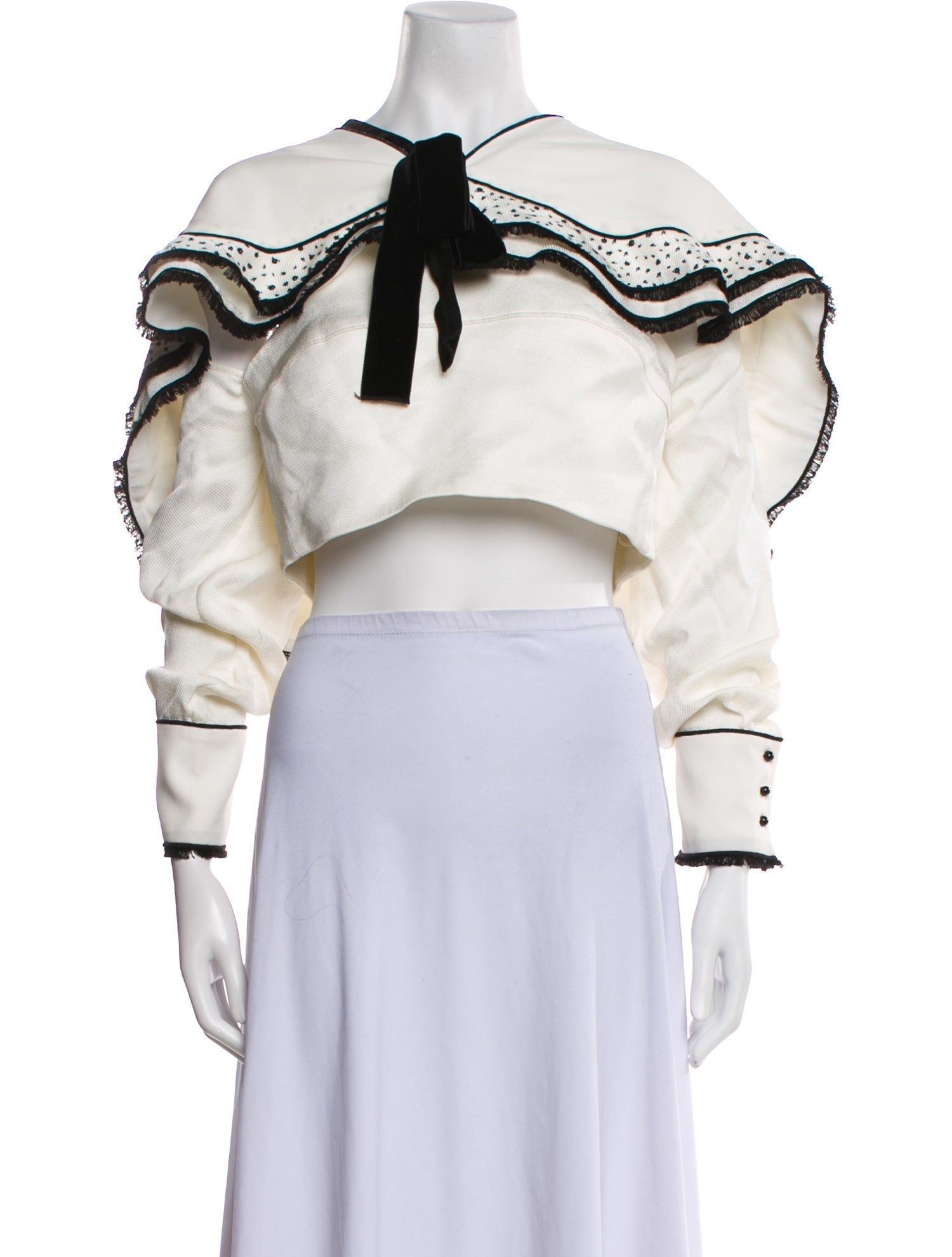 Proenza Schouler Off-The-Shoulder Long Sleeve Crop Top