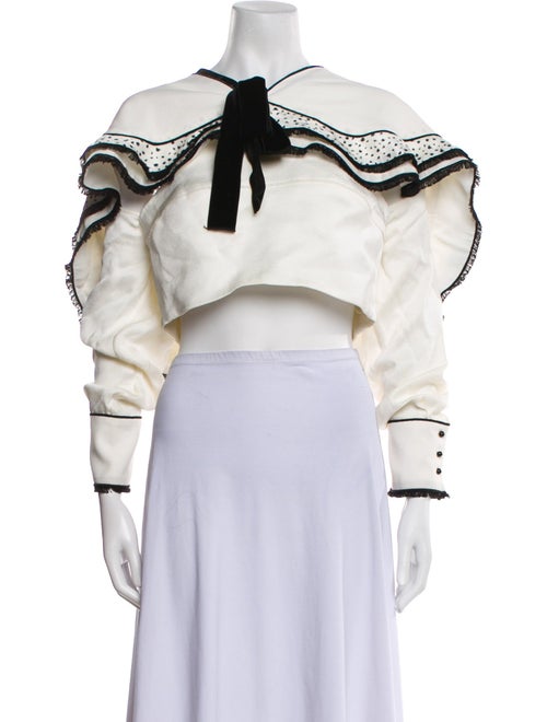 Proenza Schouler Off-The-Shoulder Long Sleeve Crop Top