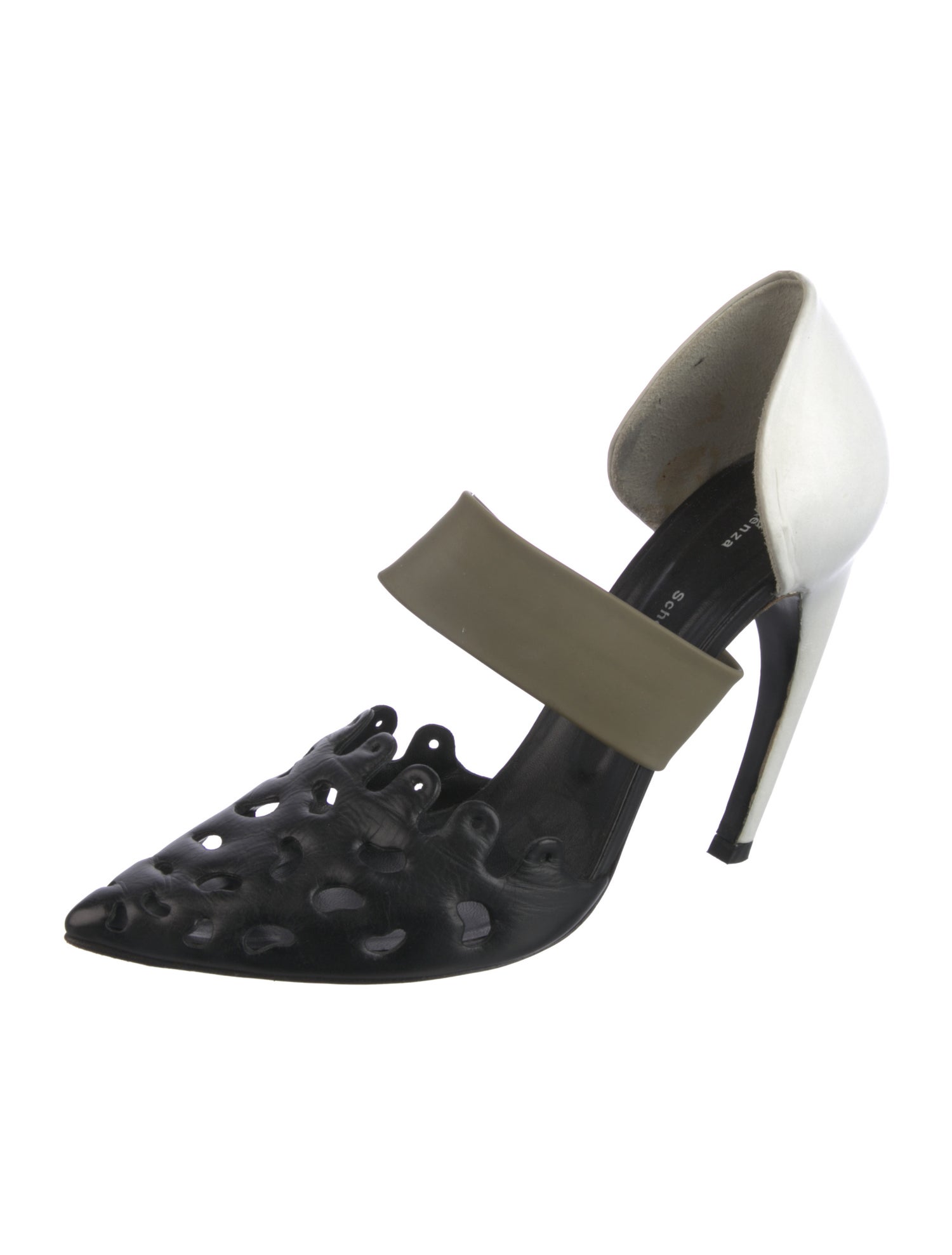 Proenza Schouler Leather Colorblock Pattern D'Orsay Pumps