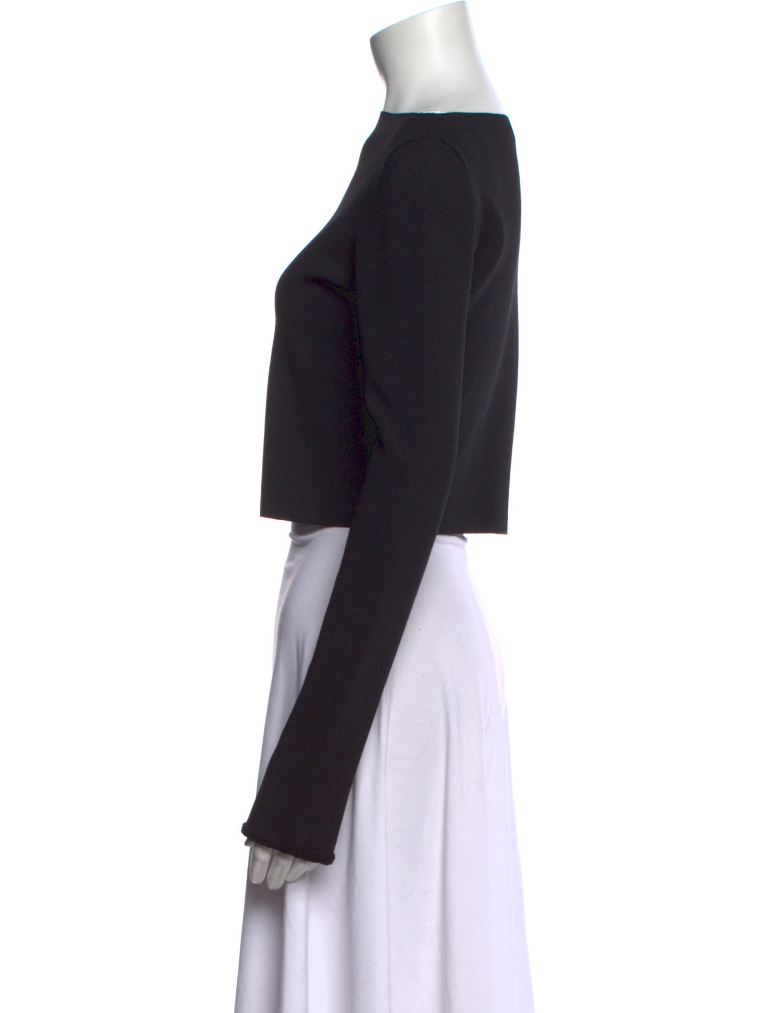 Proenza Schouler Bateau Neckline Long Sleeve Crop Top