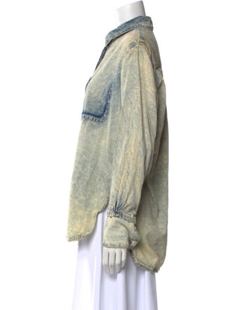 Proenza Schouler Printed Long Sleeve Button-Up Top