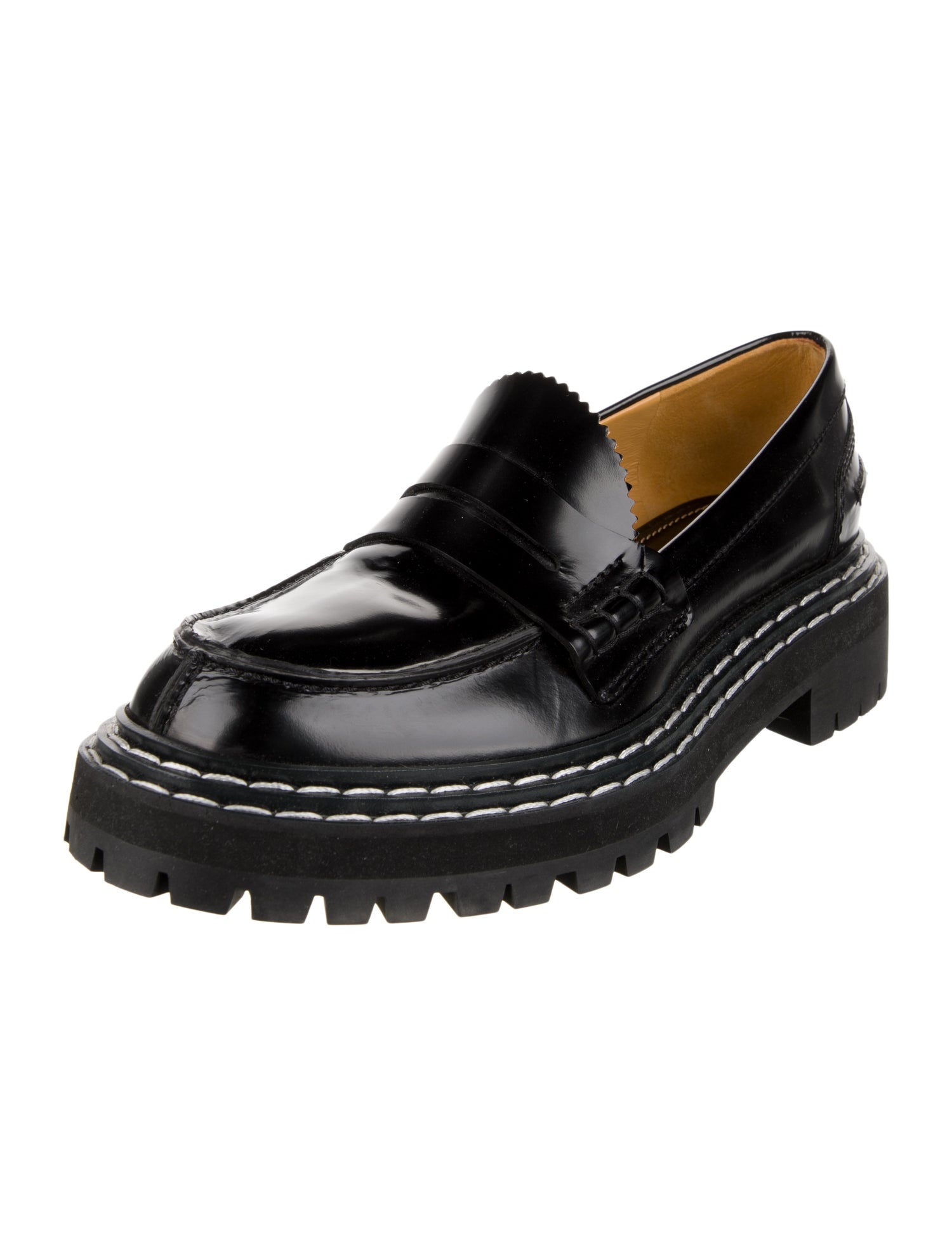 Proenza Schouler Leather Whipstitch Trim Loafers