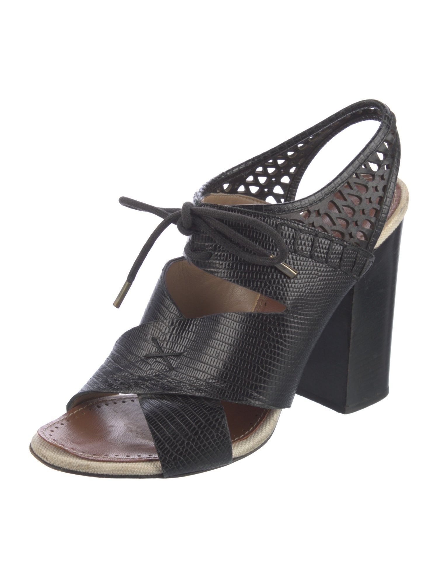 Proenza Schouler Embossed Leather Animal Print Slingback Sandals