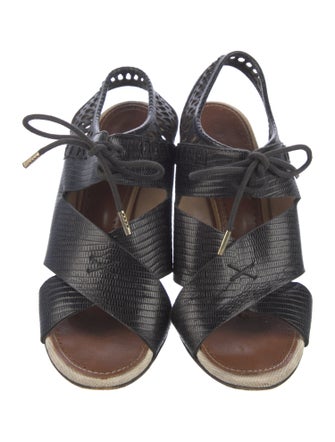 Proenza Schouler Embossed Leather Animal Print Slingback Sandals