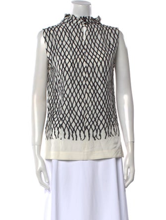 Proenza Schouler Printed Mock Neck Blouse