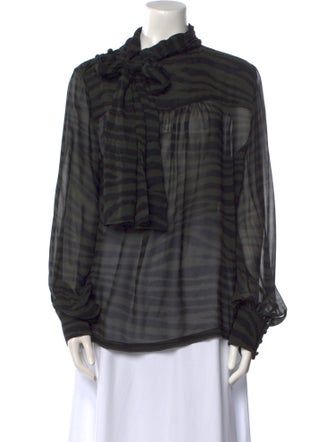 Proenza Schouler Silk Plaid Print Blouse