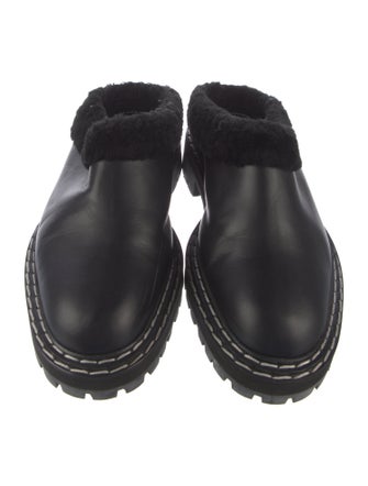 Proenza Schouler Leather Fur Trim Mules