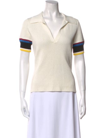 Proenza Schouler Colorblock Pattern V-Neck Polo