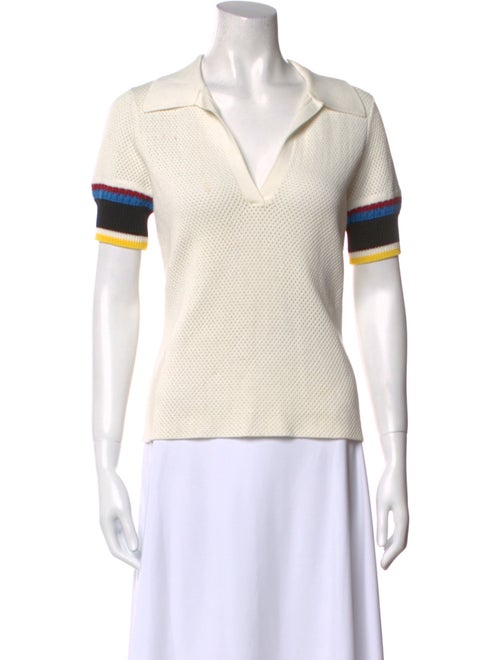 Proenza Schouler Colorblock Pattern V-Neck Polo