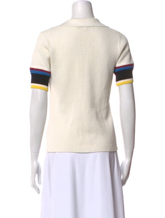 Proenza Schouler Colorblock Pattern V-Neck Polo