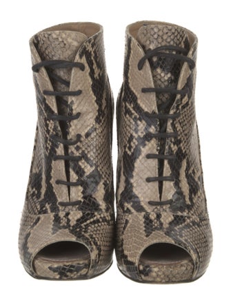 Proenza Schouler Leather Animal Print Lace-Up Boots