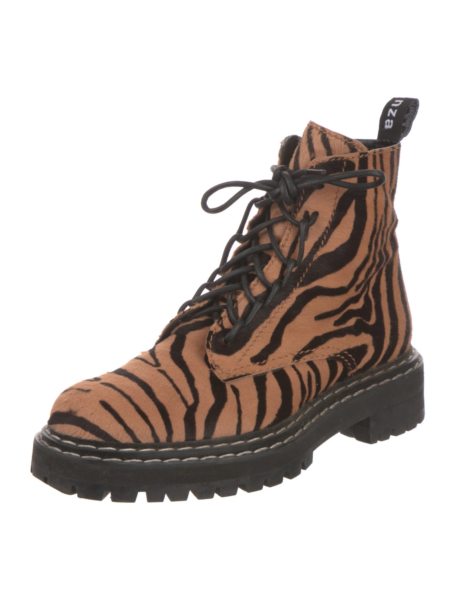 Proenza Schouler Ponyhair Animal Print Combat Boots