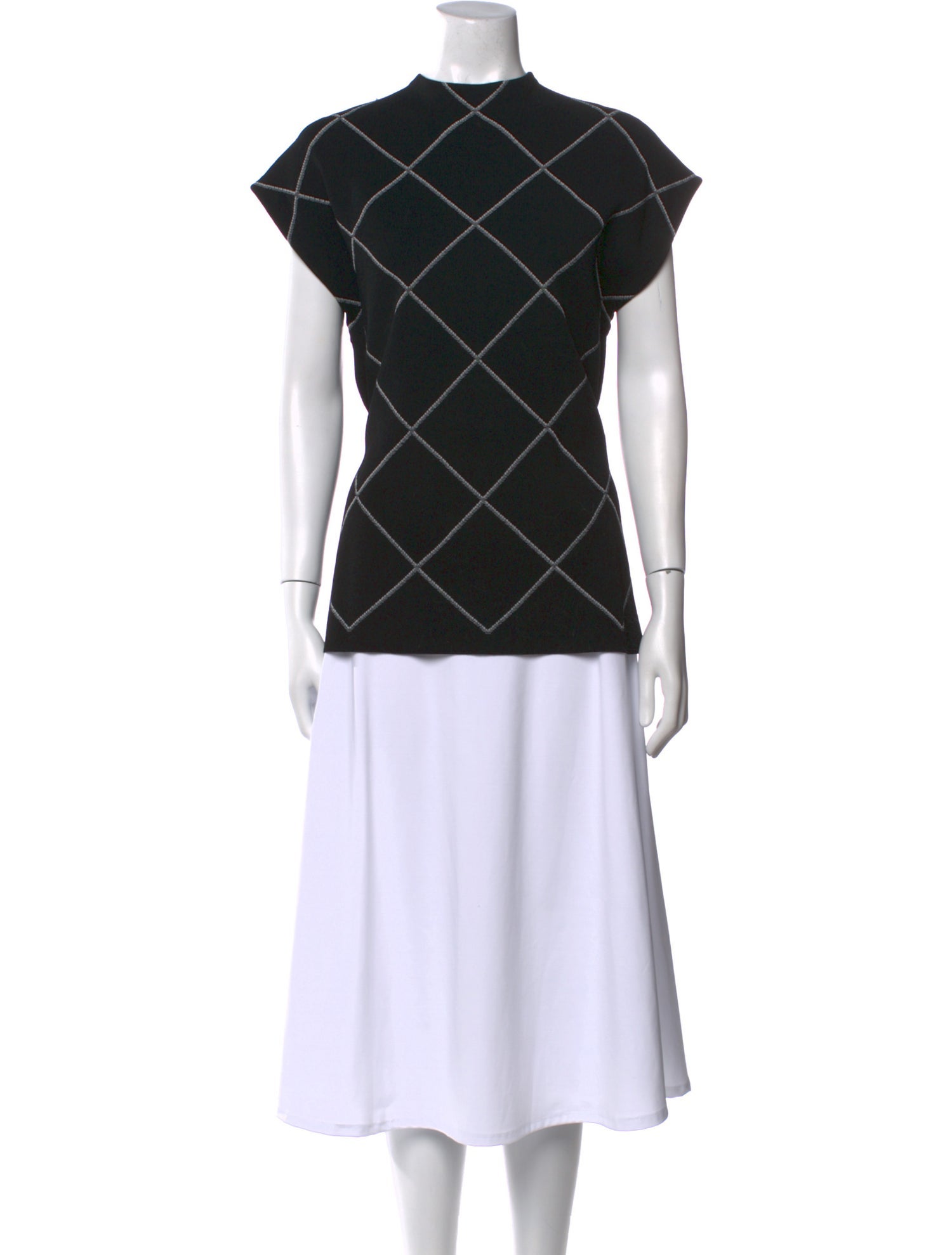 Proenza Schouler Plaid Print Mock Neck Top