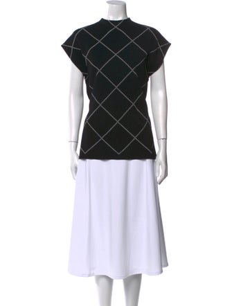 Proenza Schouler Plaid Print Mock Neck Top