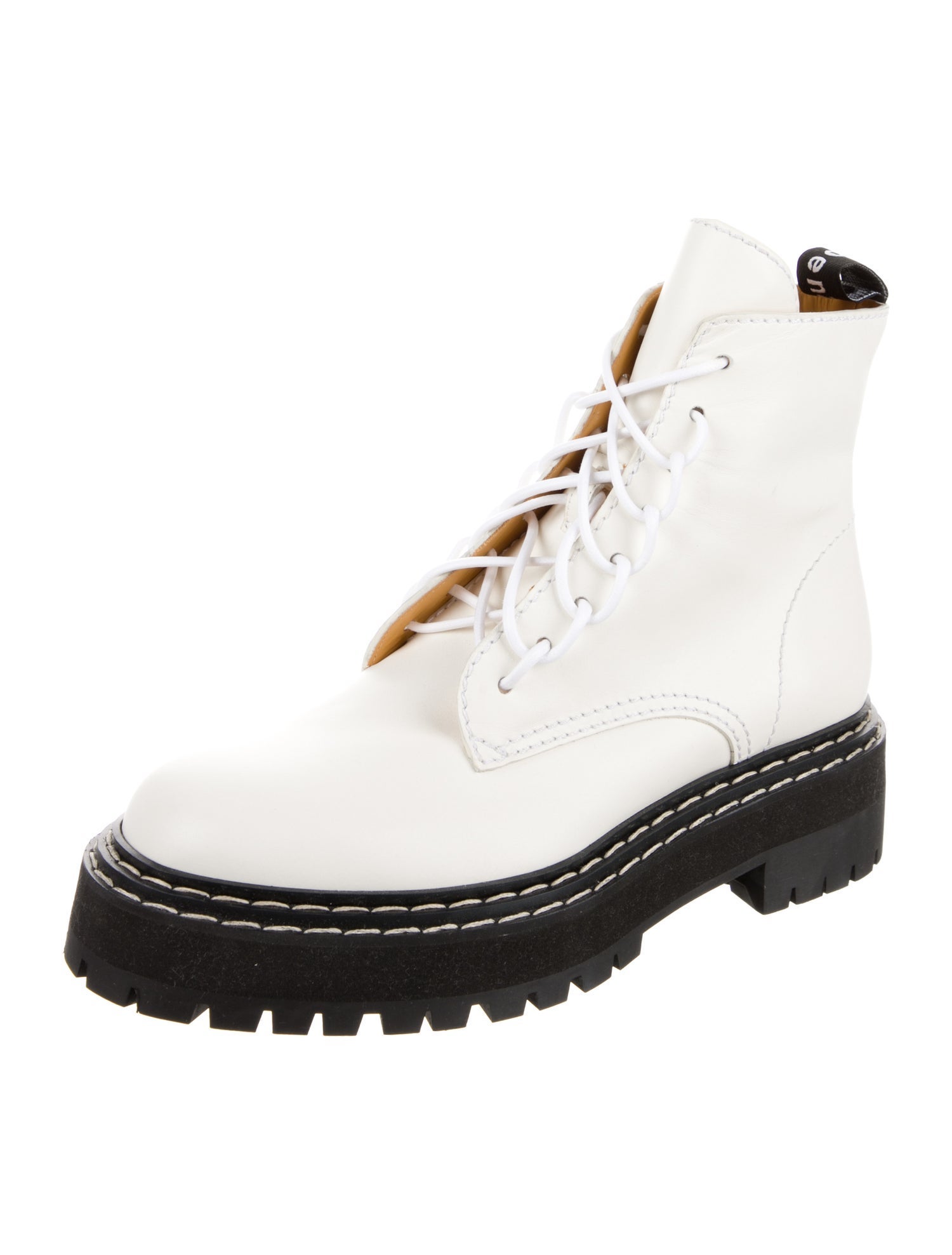 Proenza Schouler Leather Whipstitch Trim Combat Boots