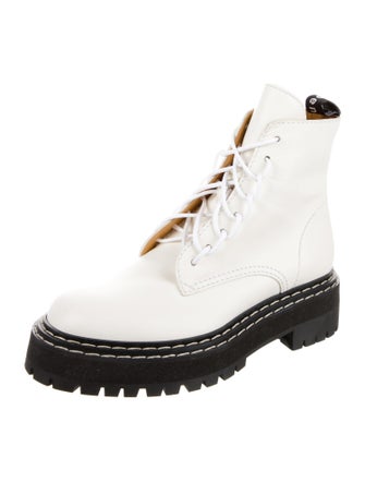 Proenza Schouler Leather Whipstitch Trim Combat Boots