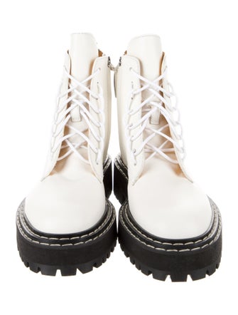 Proenza Schouler Leather Whipstitch Trim Combat Boots