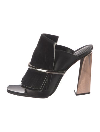Proenza Schouler Leather Fringe Trim Accent Slides