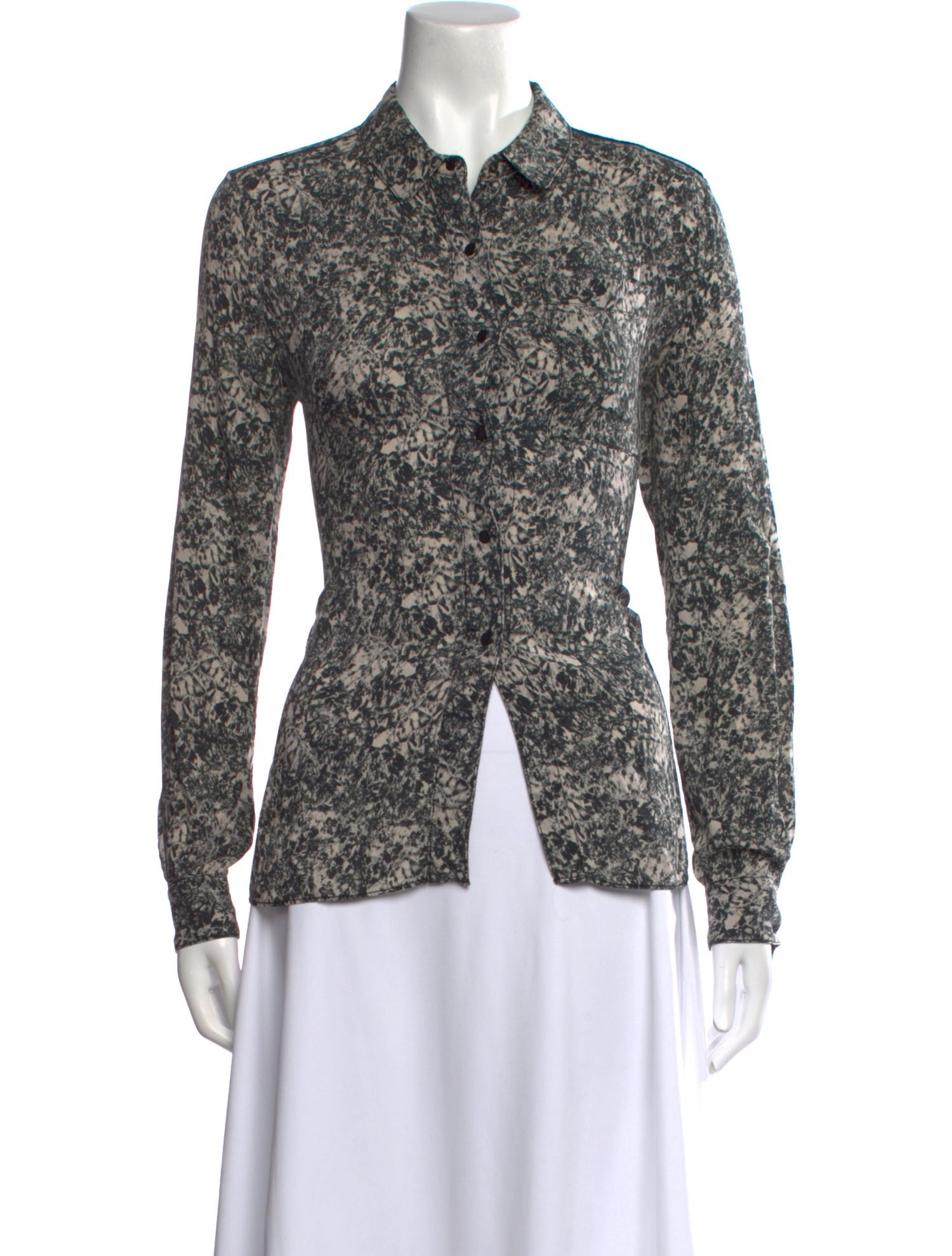 Proenza Schouler Silk Printed Button-Up Top