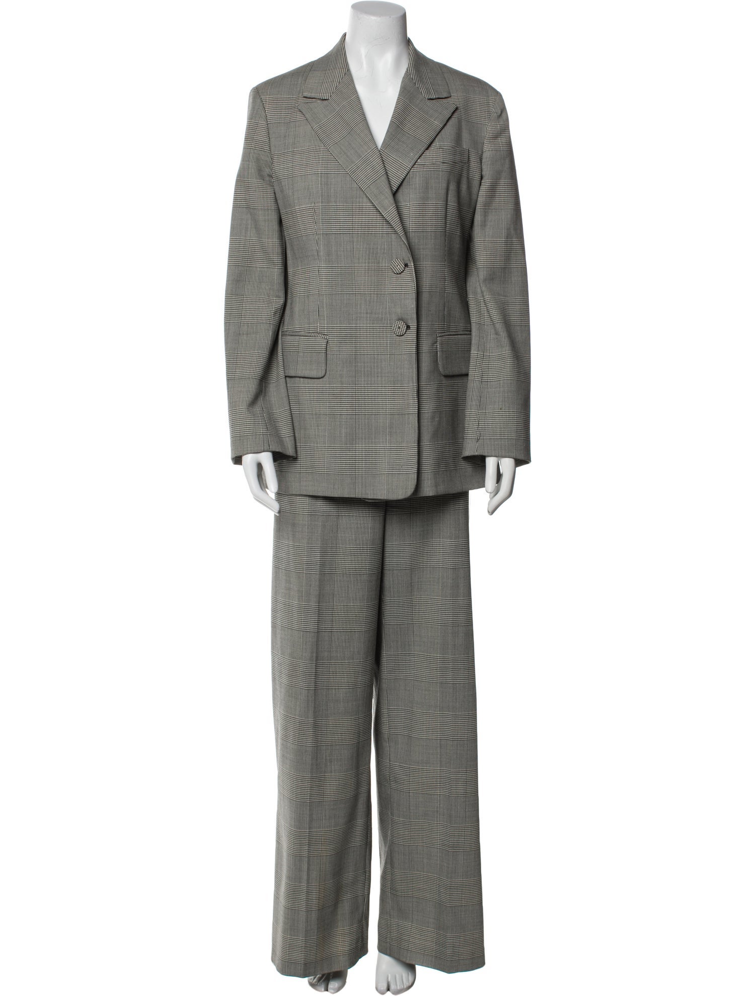 Proenza Schouler Wool Plaid Print Pant Set