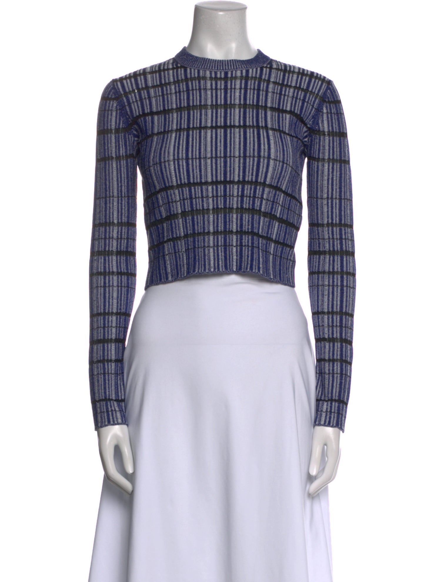 Proenza Schouler Silk Plaid Print Crop Top