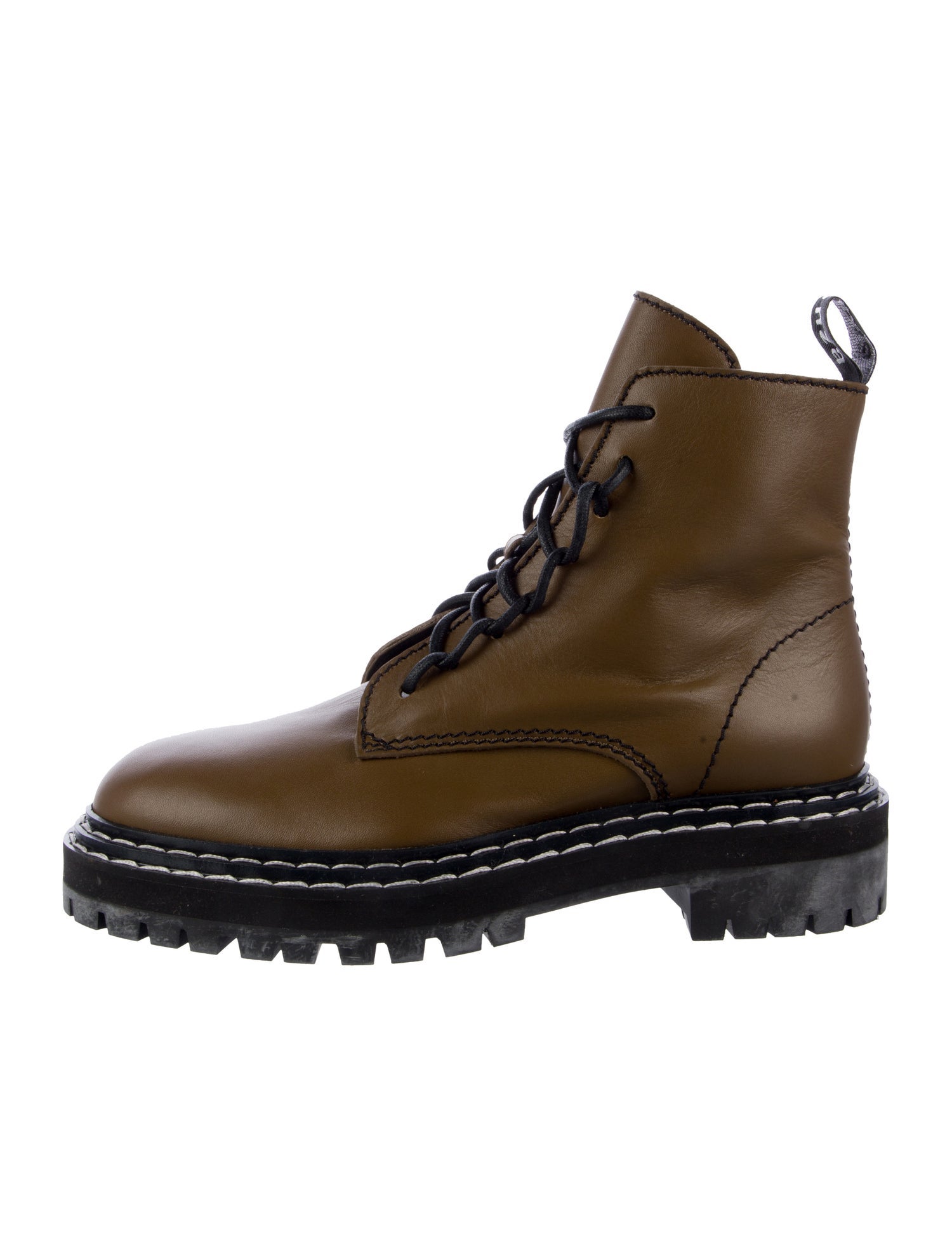 Proenza Schouler Leather Colorblock Pattern Combat Boots