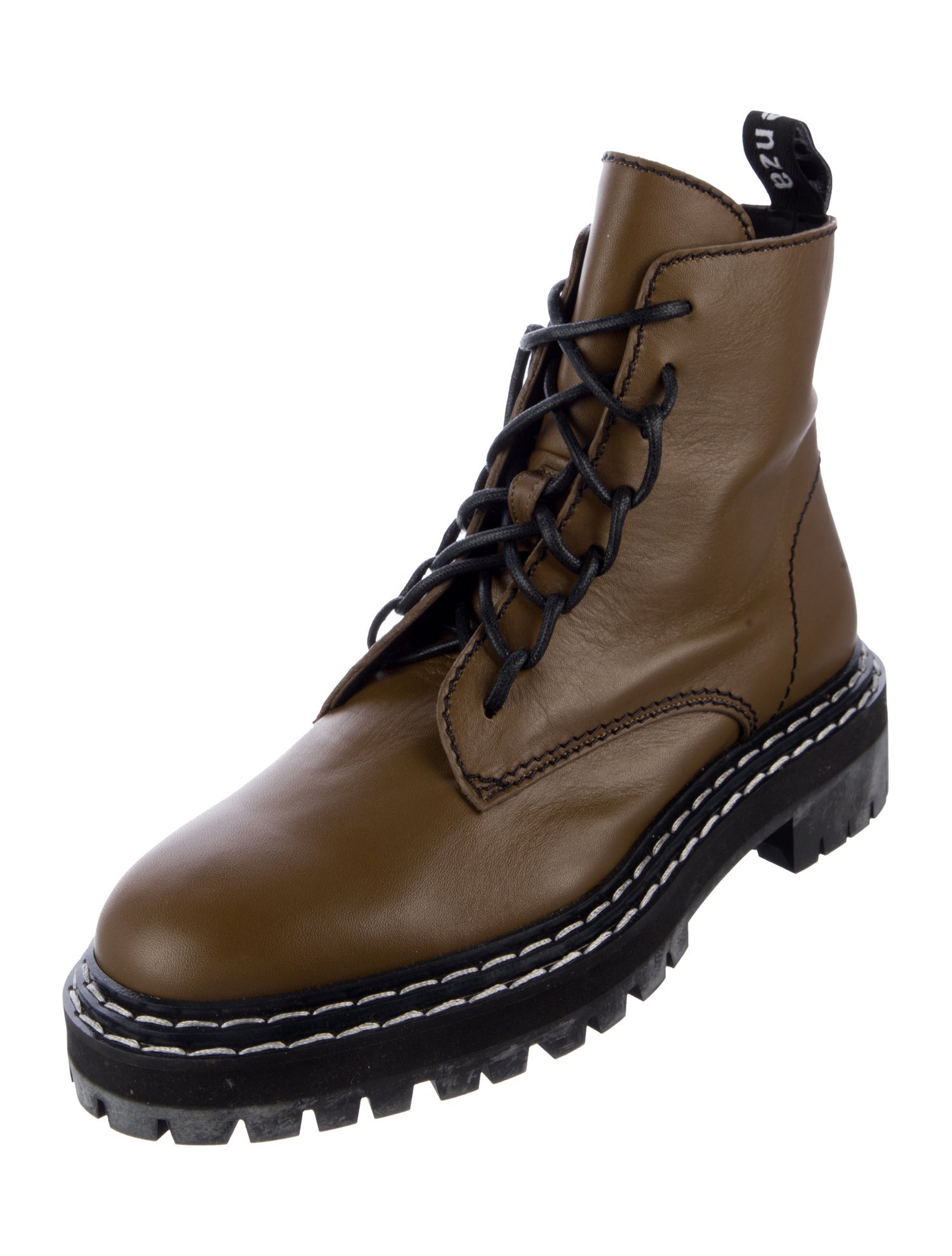 Proenza Schouler Leather Colorblock Pattern Combat Boots