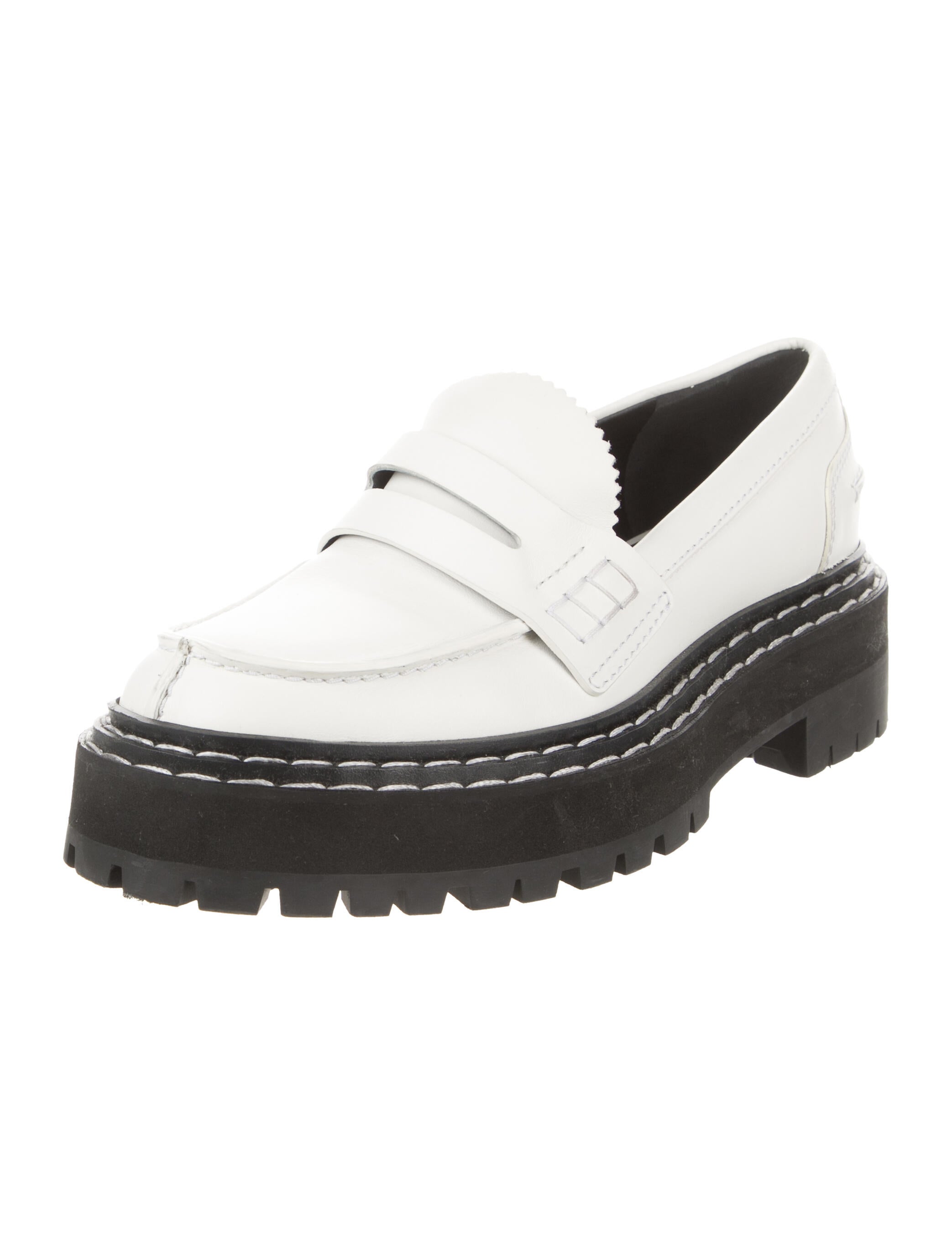 Proenza Schouler Leather Cutout Accent Loafers