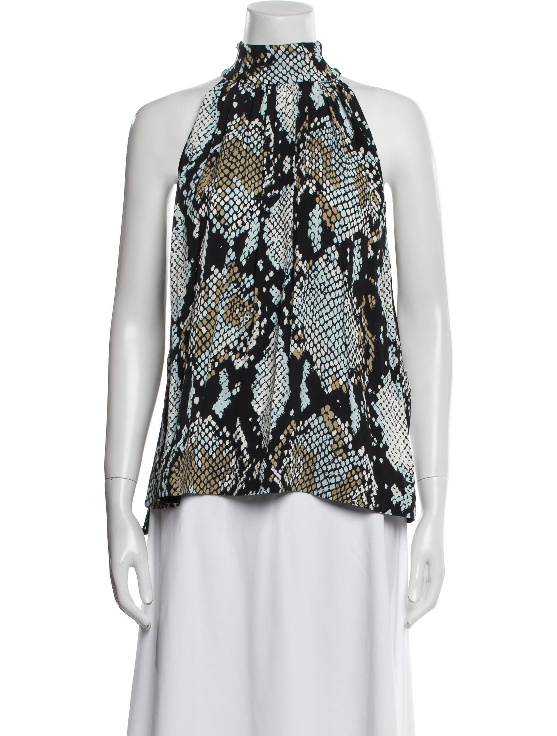 Proenza Schouler Animal Print Mock Neck Blouse