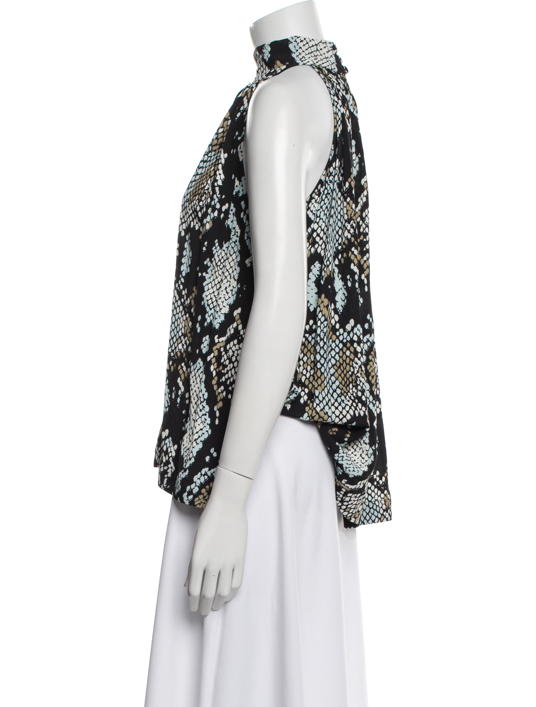 Proenza Schouler Animal Print Mock Neck Blouse