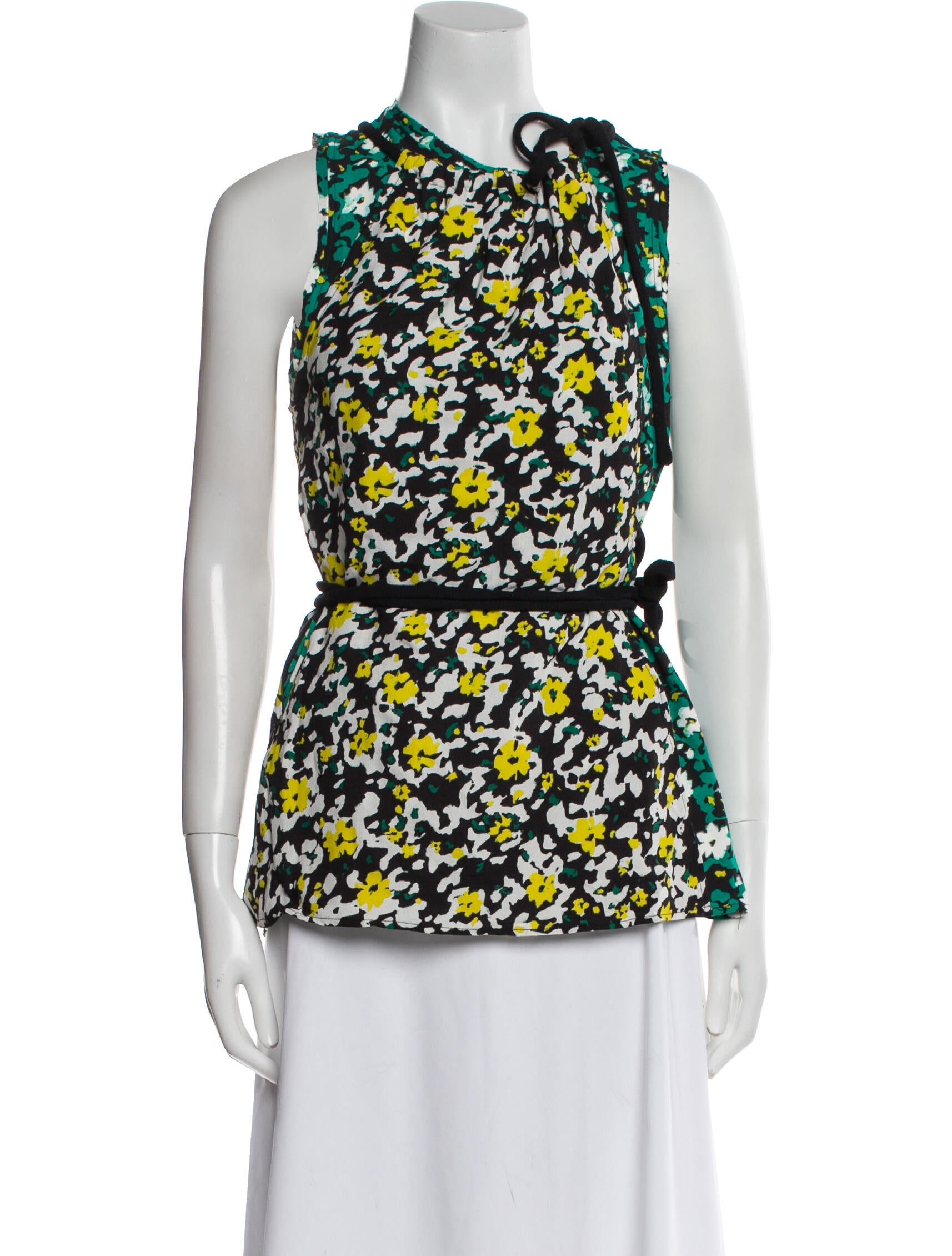Proenza Schouler Floral Print Tie Neck Blouse