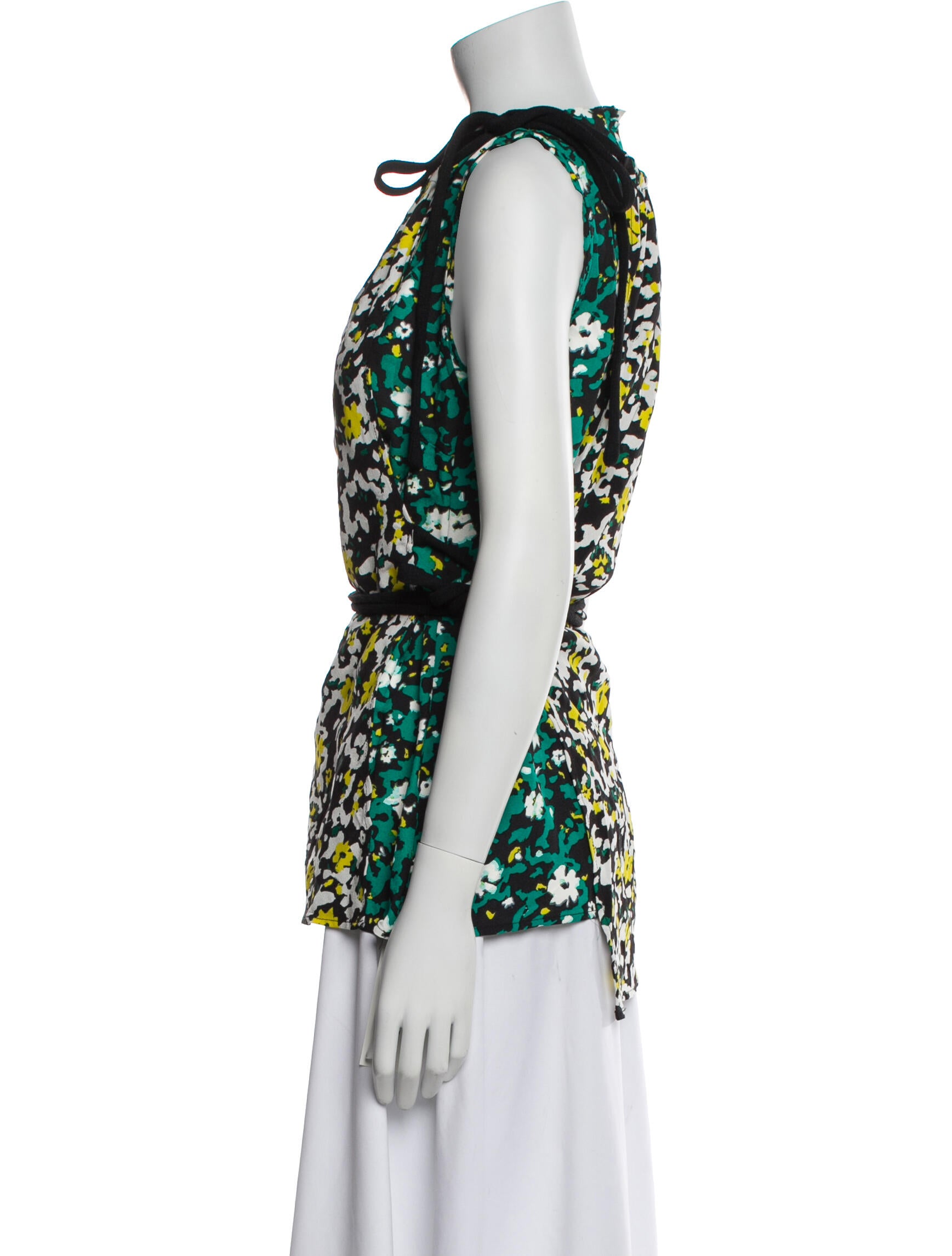 Proenza Schouler Floral Print Tie Neck Blouse