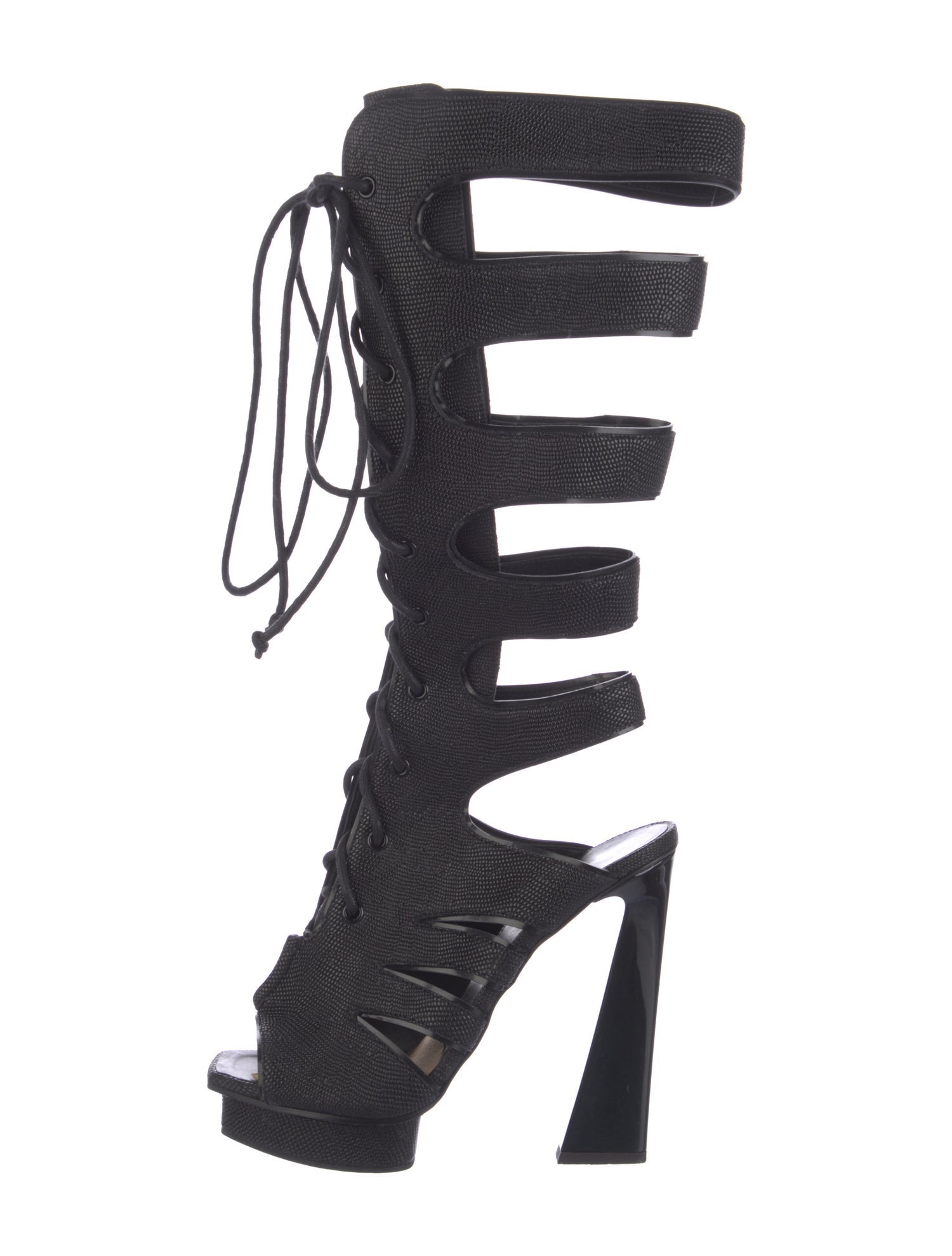 Proenza Schouler Leather Cutout Accent Lace-Up Boots