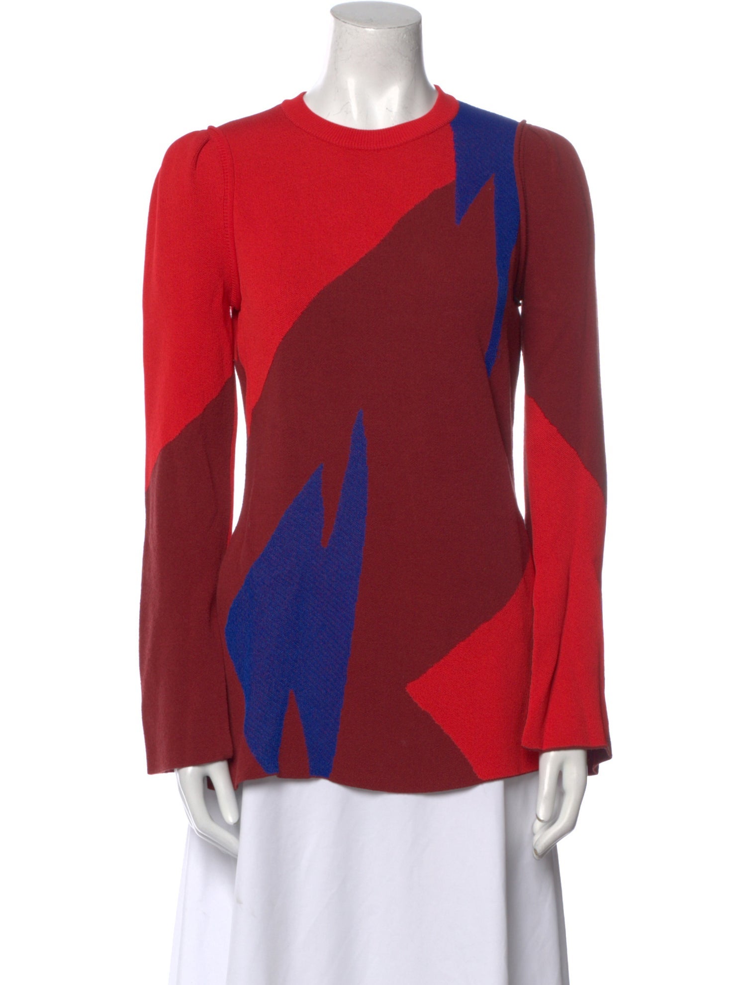Proenza Schouler Colorblock Pattern Crew Neck Blouse