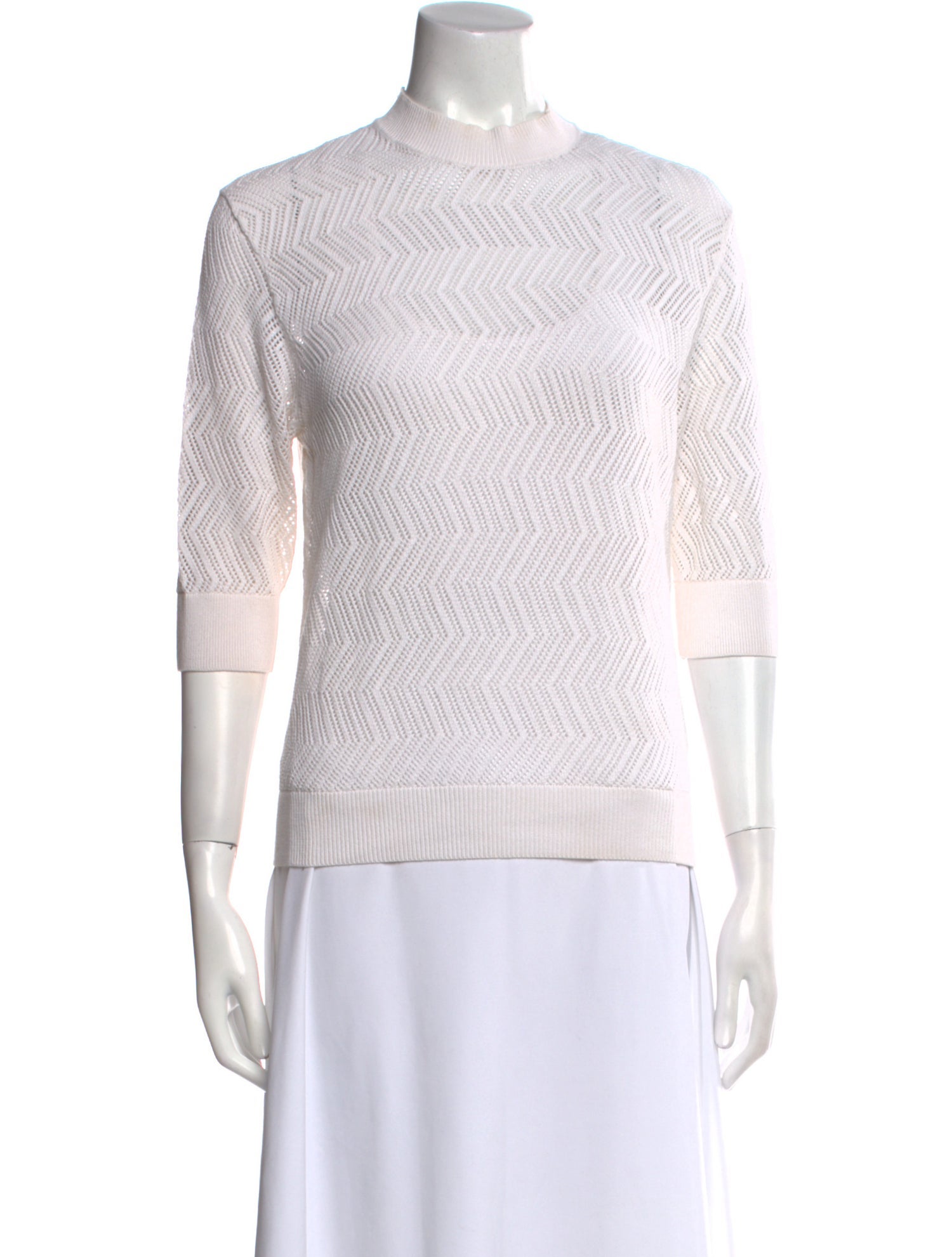 Proenza Schouler Mock Neck Three-Quarter Sleeve Top