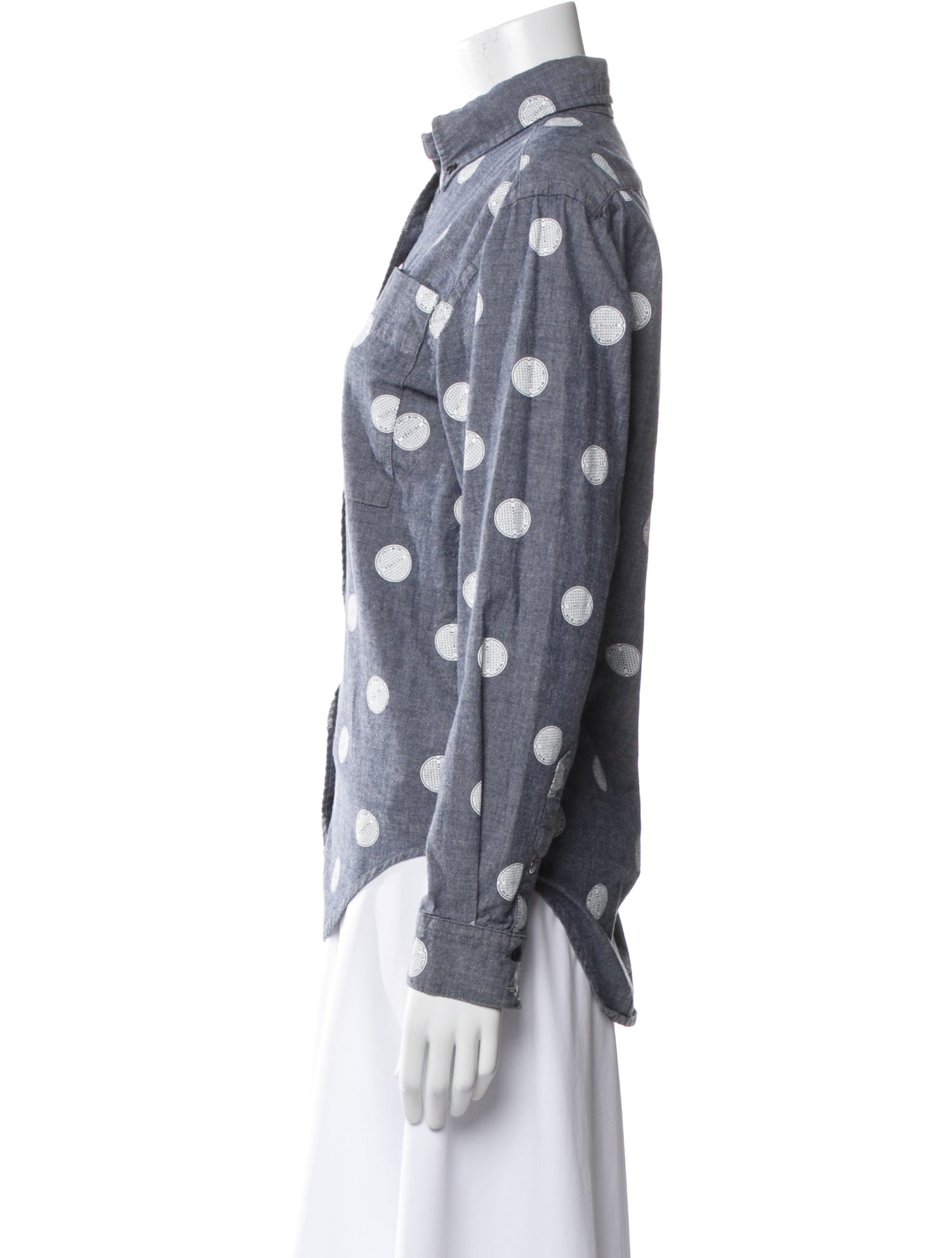 Proenza Schouler Polka Dot Print Long Sleeve Button-Up Top