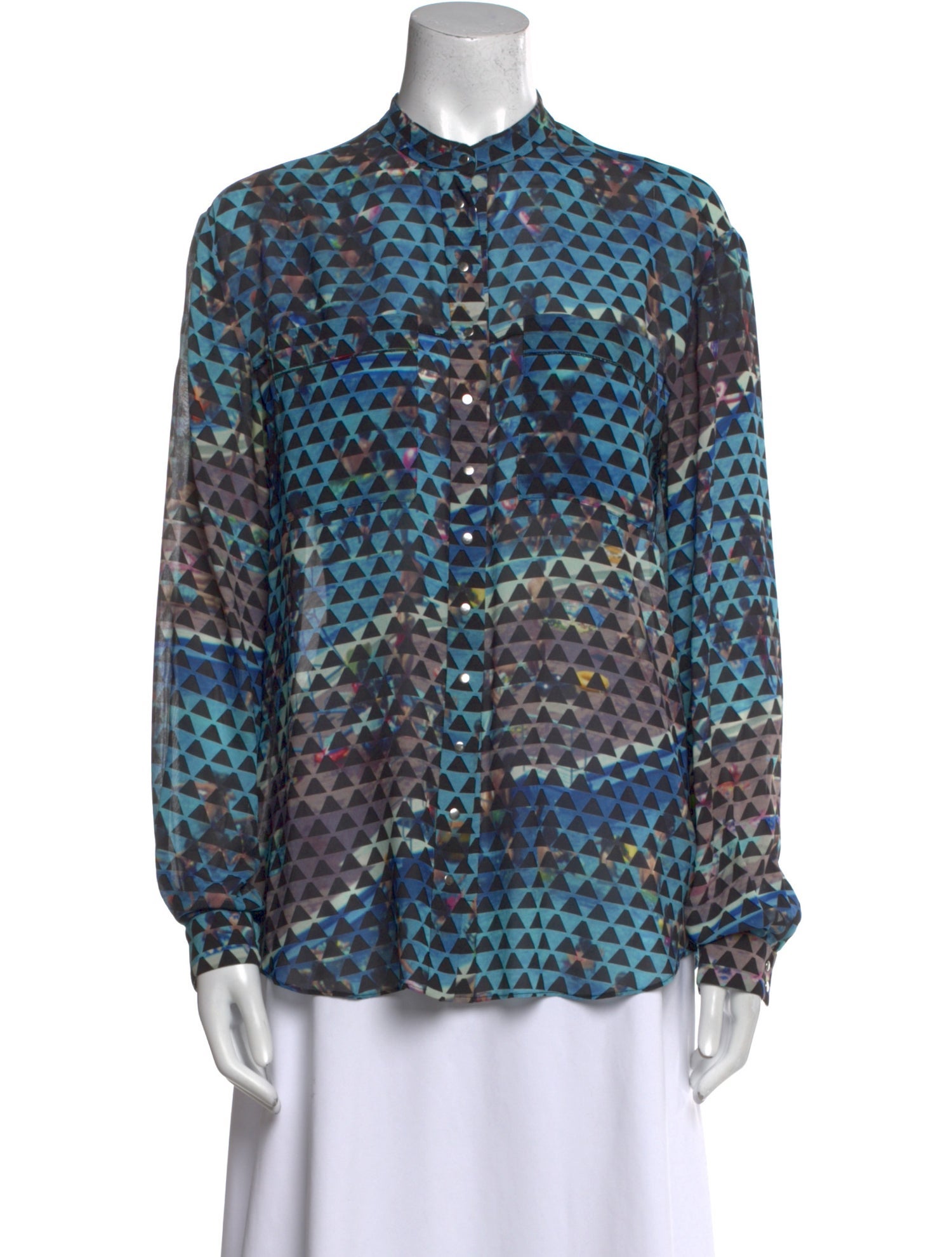 Proenza Schouler Silk Printed Button-Up Top