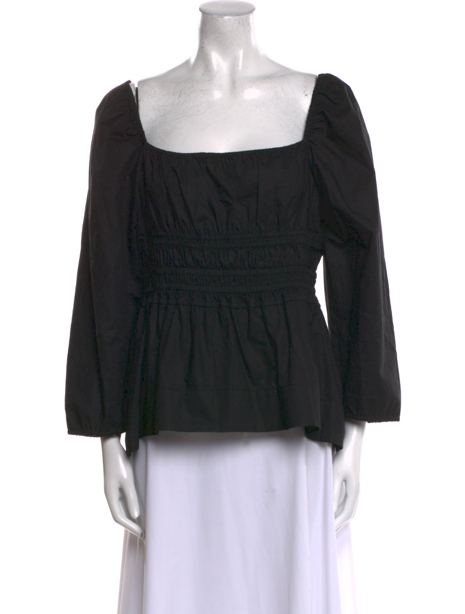 Proenza Schouler Square Neckline Three-Quarter Sleeve Blouse