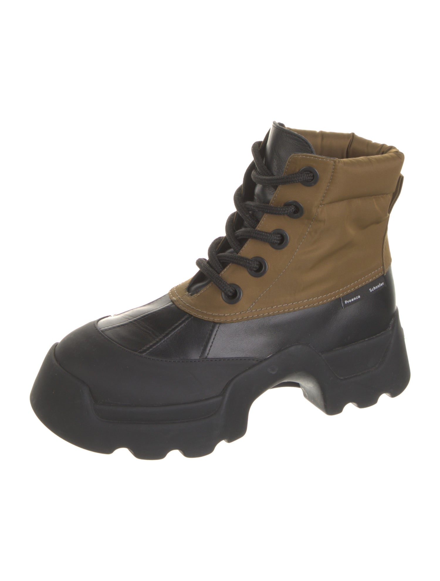 Proenza Schouler Colorblock Pattern Combat Boots