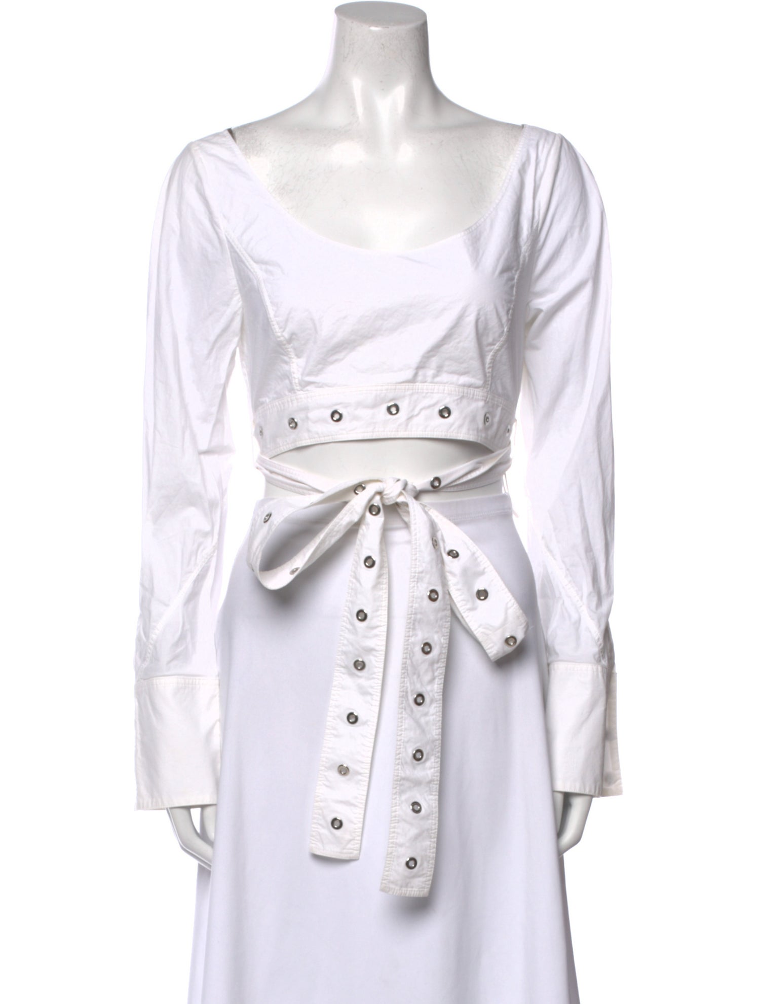 Proenza Schouler Scoop Neck Long Sleeve Crop Top