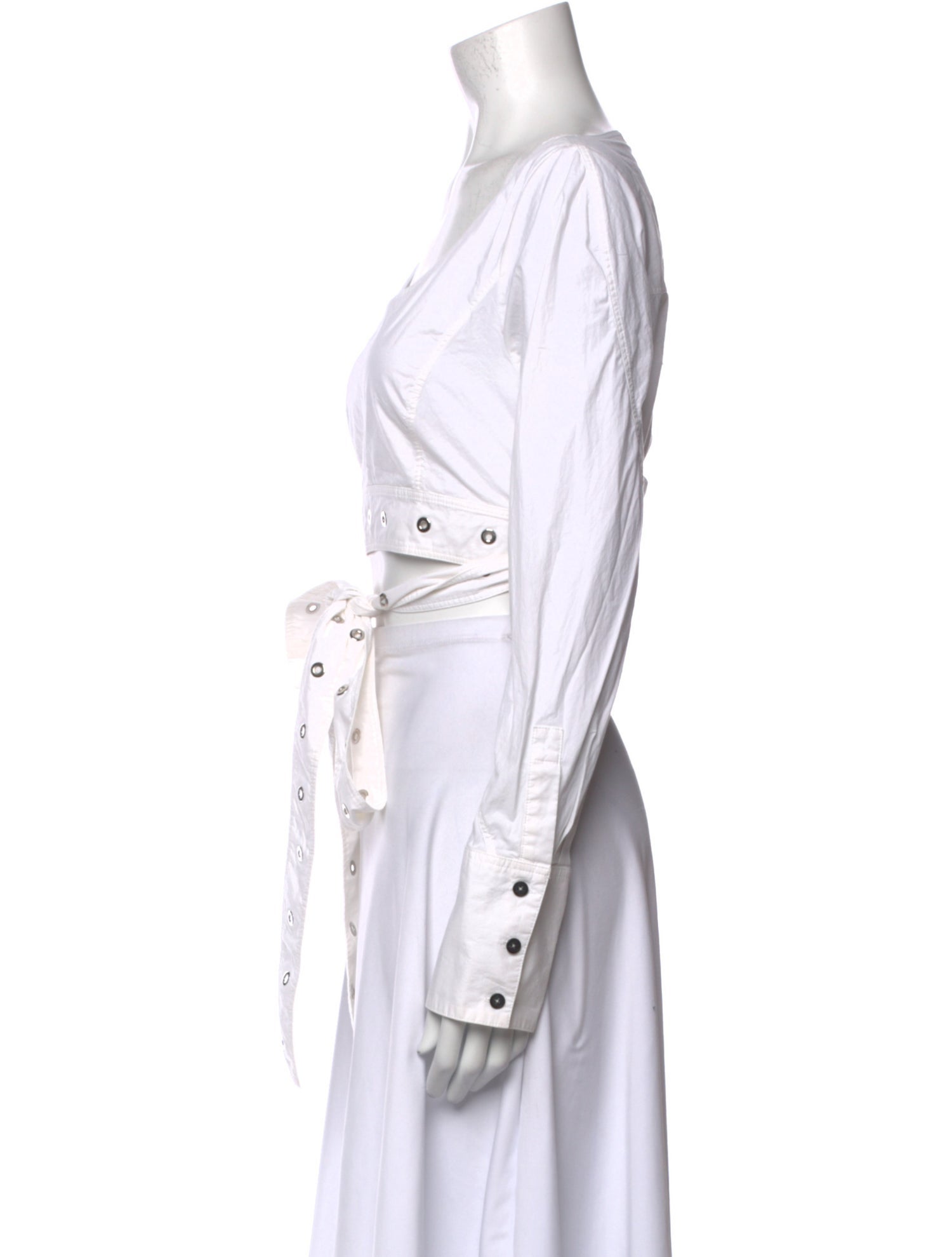 Proenza Schouler Scoop Neck Long Sleeve Crop Top